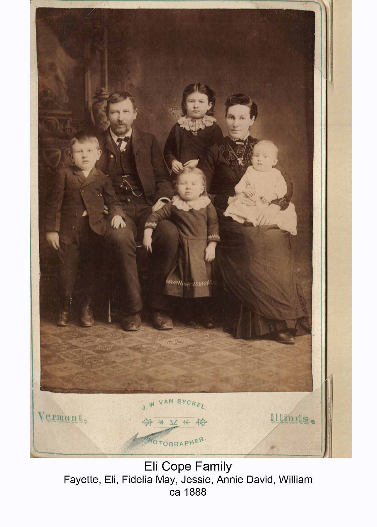 Craft, Eli Cope and Family photo - ca 1888
